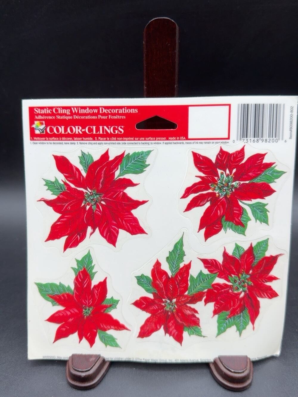 Vintage Hong Kong Stained Glass Christmas Wreath Candle Window Sun Catcher NOS